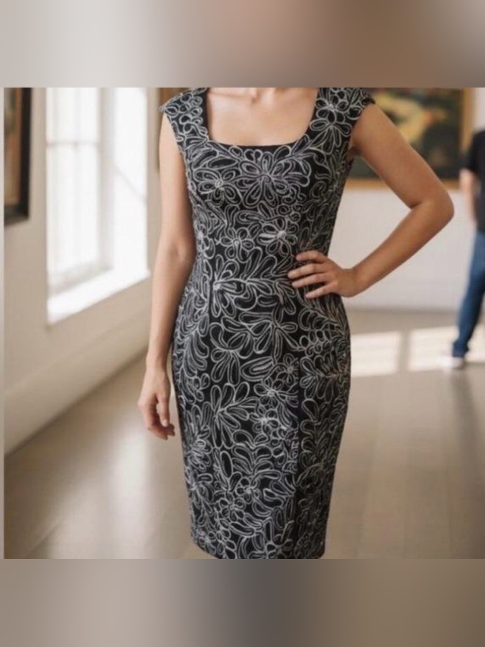 Sue Wong Ribbon Swirl Cocktail Dress